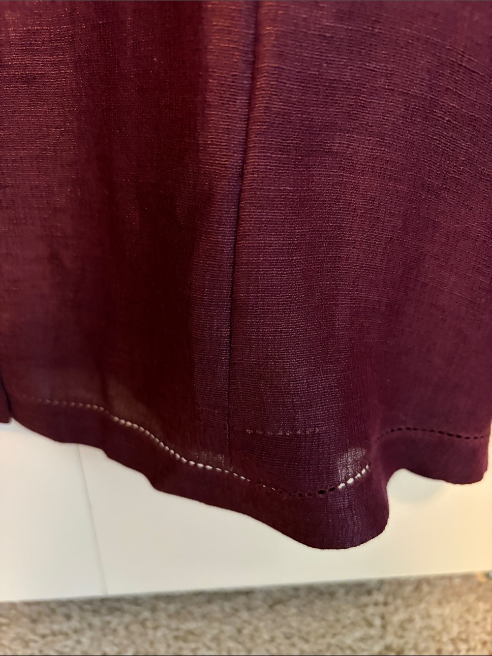 EILEEN FISHER Plum Linen Button-Front Shirt - Picture 4 of 7